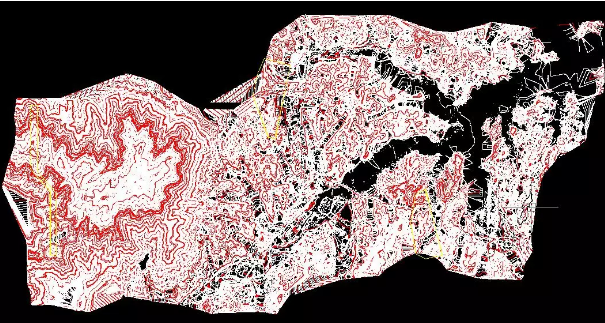 濾除植被后的自動化等高線 濾除植被后的自動化等高線